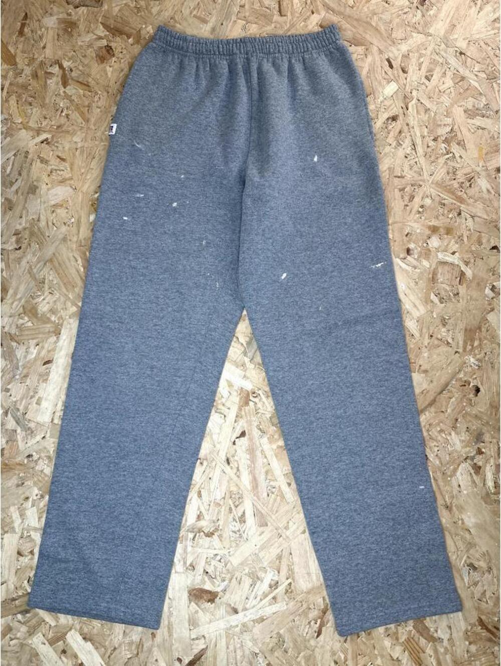 Russell Athletic Sweatpants Mens Medium Gray Fleece Elastic Waist Paint Splatter